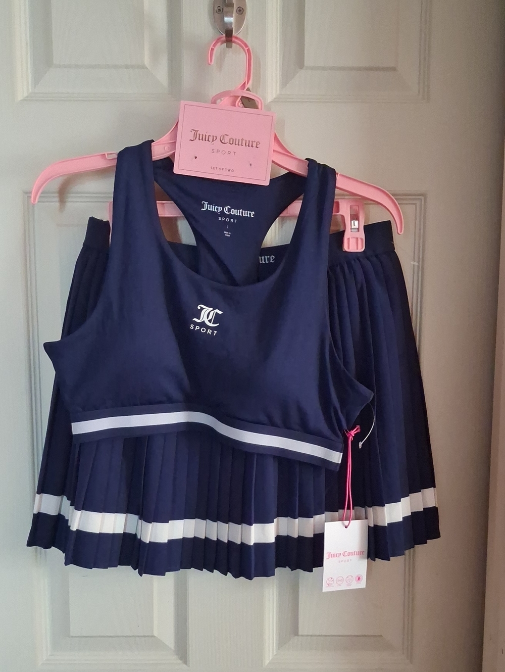 Juicy Couture Navy and White Pleated Sport Set